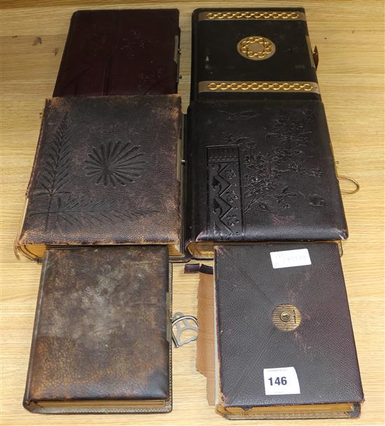 Five Victorian leather Carte de Visite photo albums